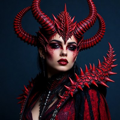 Woman with red demon horns