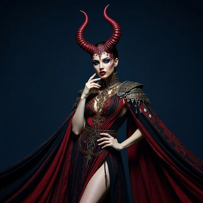 Woman with red demon horns