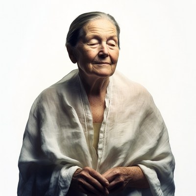 Elderly woman with eyes closed