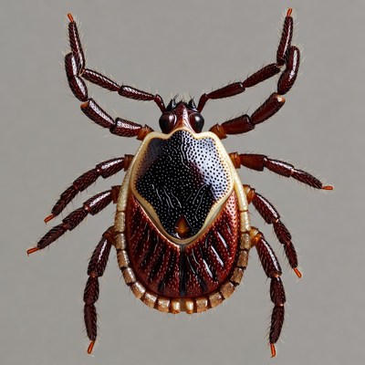 Blacklegged Tick on Gray Background