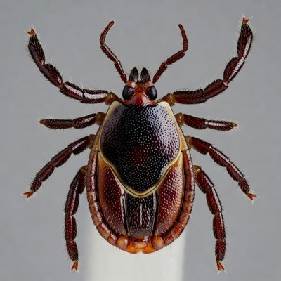 Closeup of red tick arachnid