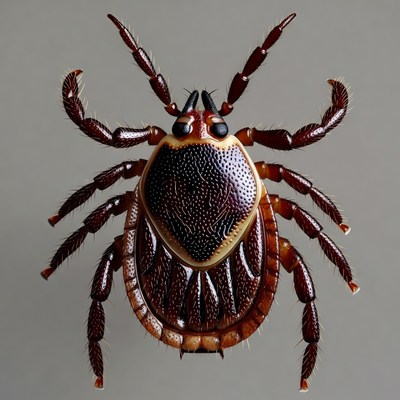 Closeup of red tick arachnid