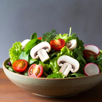 Fresh Mushroom Salad in Bowl