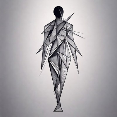 Geometric silhouette man walking