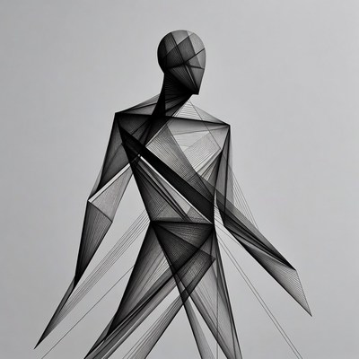 Geometric Line Art Man Walking
