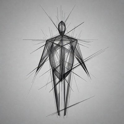 Abstract wireframe human figure illustration