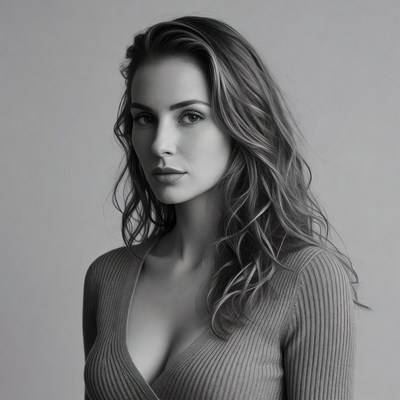 Beautiful woman in knit top