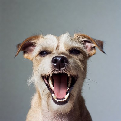 Dog barking with open mouth