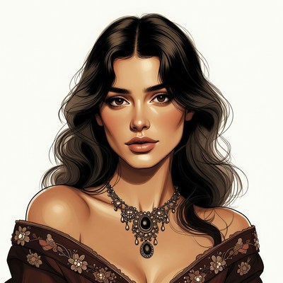 Beautiful woman with necklace portrait