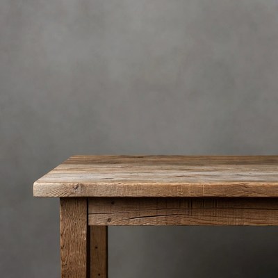 Wooden table on gray background