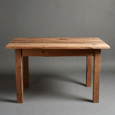 Rustic Wooden Table on Gray Background