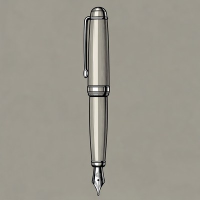 Silver fountain pen illustration