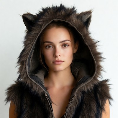 Woman in wolf fur hood
