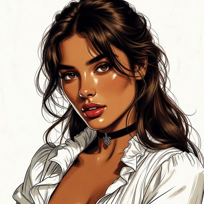 Beautiful woman in choker necklace