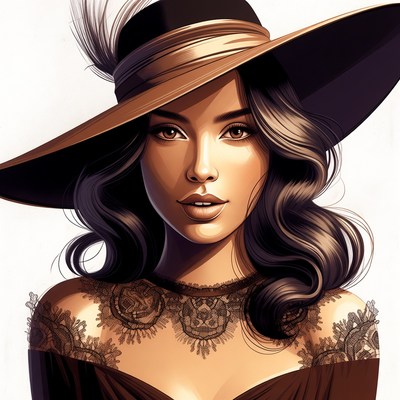 Beautiful woman in wide-brim hat