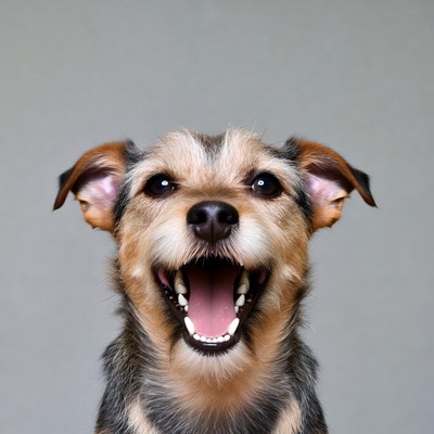 Happy Yorkshire Terrier puppy smiling