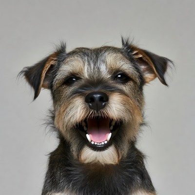 Grinning Schnauzer Puppy Closeup
