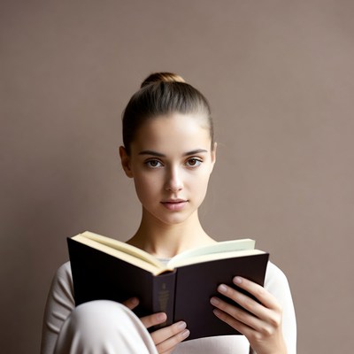 Young woman reading book