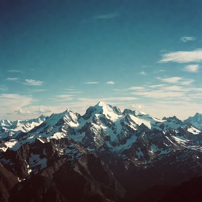 Snowy Mountain Peaks Aerial View