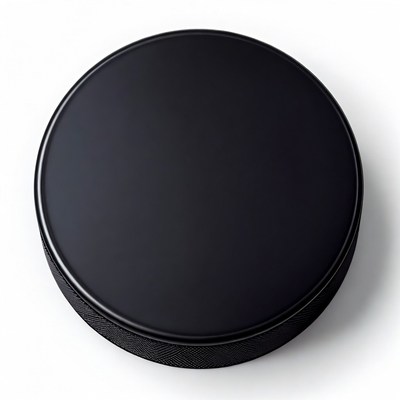 Black hockey puck isolated