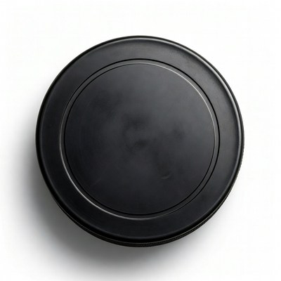 Black Plastic Lid on White Background