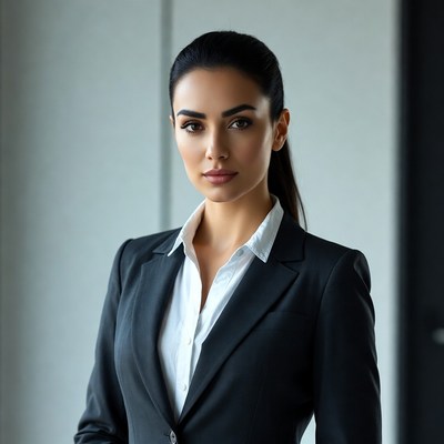 Beautiful woman in black business suit