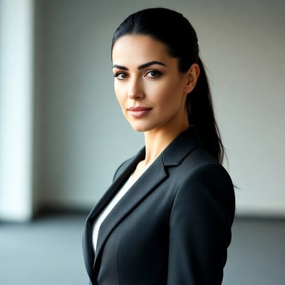 Woman in black blazer suit