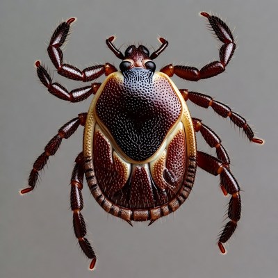 Closeup of red-legged tick