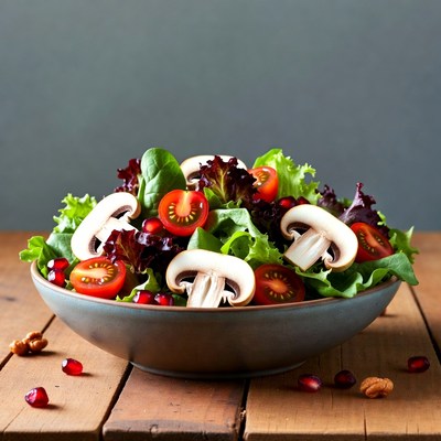 Fresh Mushroom Tomato Salad Bowl