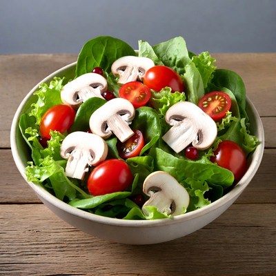 Fresh salad with mushrooms and tomatoes