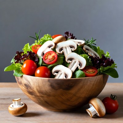 Fresh Mushroom Tomato Salad Bowl