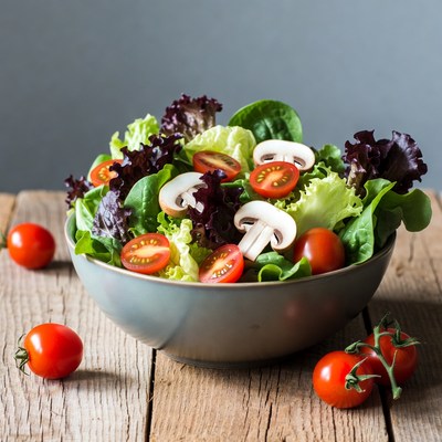 Fresh Salad with Tomatoes and Mushrooms