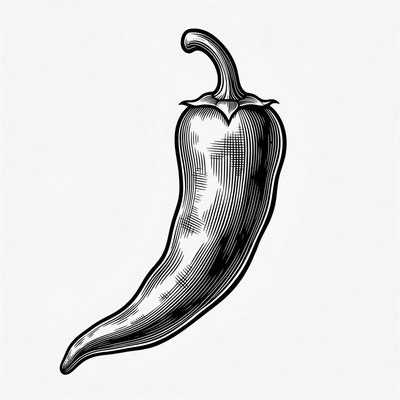 Line Art Chili Pepper