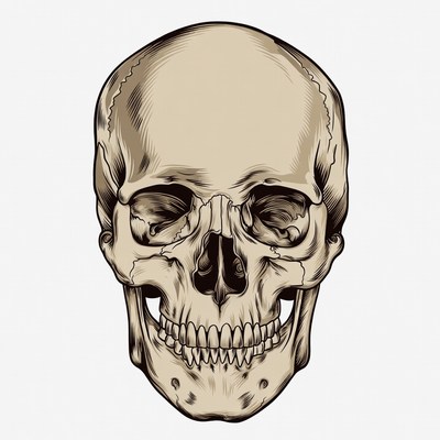 Detailed Human Skull Illustration