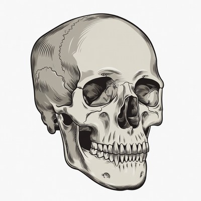 Detailed Human Skull Illustration