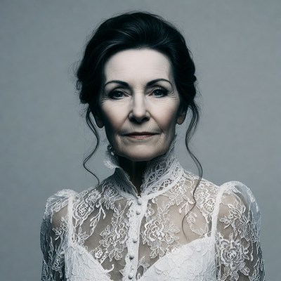 Elegant woman in lace blouse
