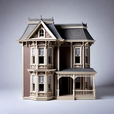 Victorian Dollhouse on White Background