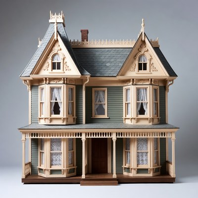 Victorian Dollhouse on White Background
