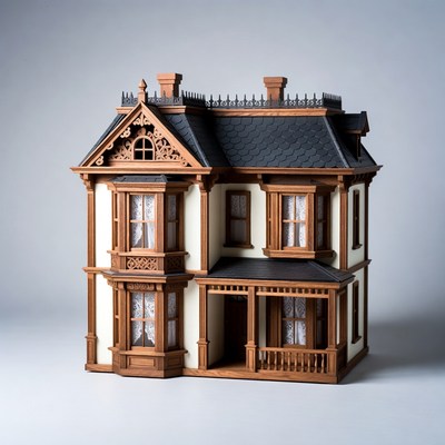 Victorian Dollhouse on White Background
