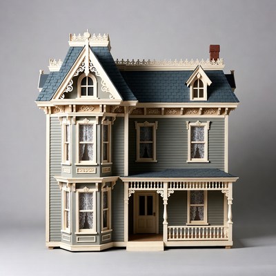 Victorian Dollhouse on White Background