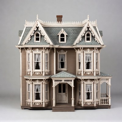 Victorian Dollhouse on White Background