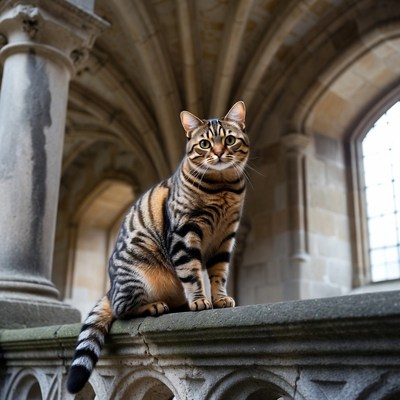 Bengal Cat on Cathedral Balcony