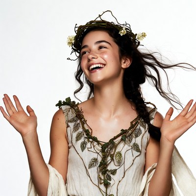 Girl wearing floral vine dress