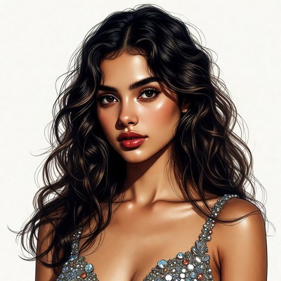 Beautiful woman in sparkling dress