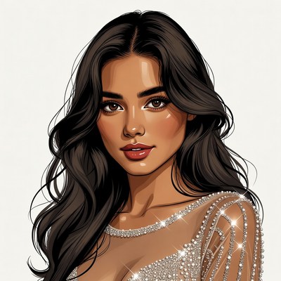 Beautiful Asian woman in sparkling dress