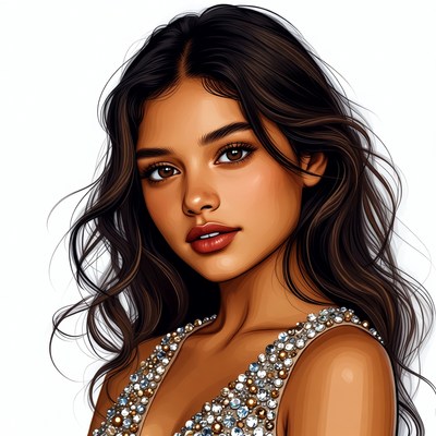 Beautiful woman in beaded dress