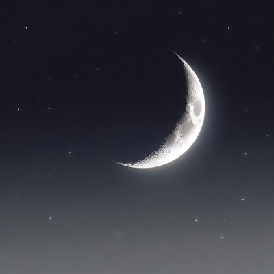 Crescent Moon in Starry Night Sky