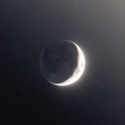 Crescent Moon in Night Sky