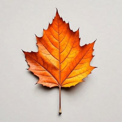 Autumn Maple Leaf on White