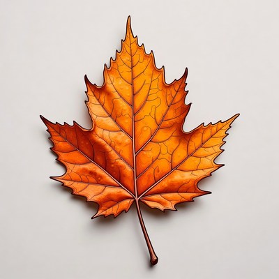 Orange Maple Leaf on White